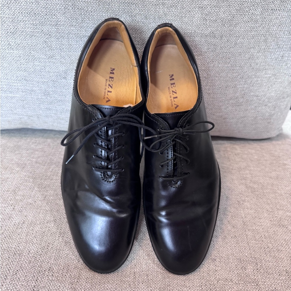 Mezlan Black Leather Oxford Shoes Timeless Formal Style Made in Spain size 10 - Picture 3 of 12